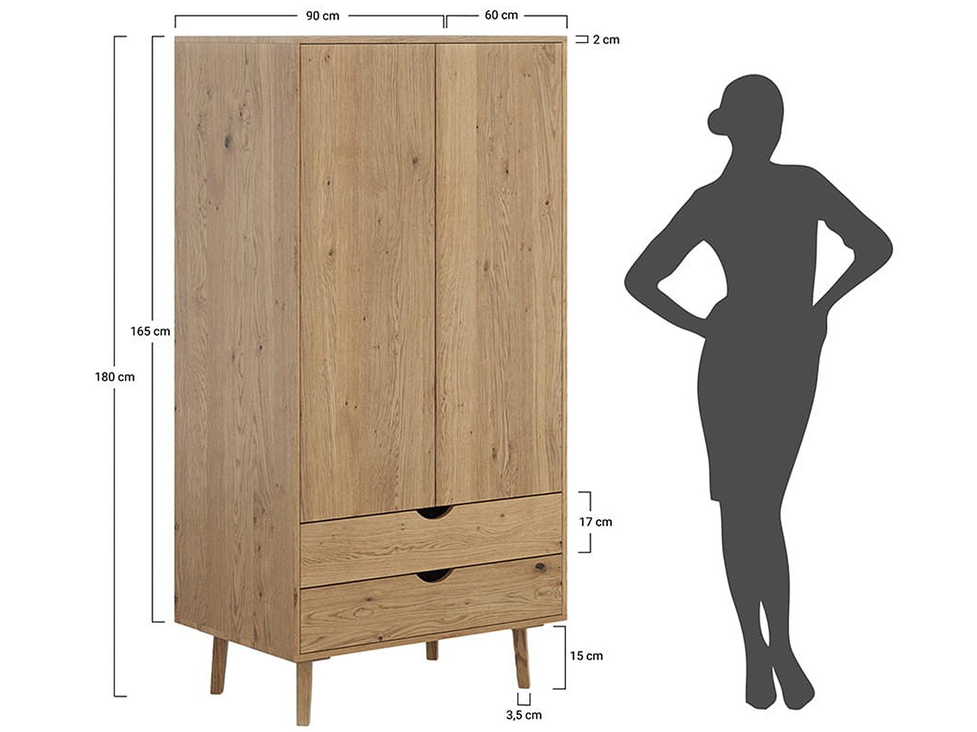 Wysoka szafa dębowa, minimalistyczny design, naturalne drewno