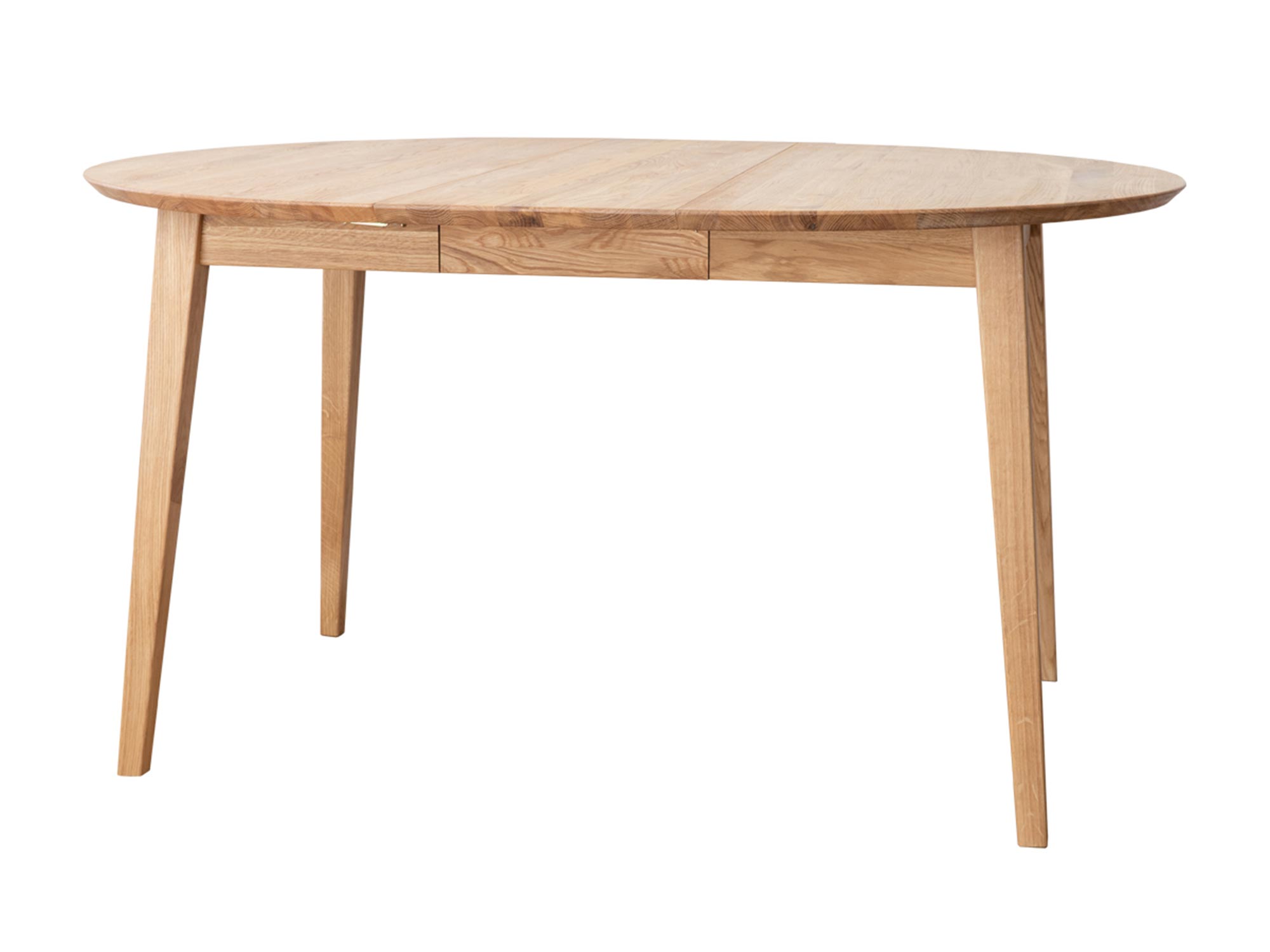 Okrągły stół dębowy, prosty design, naturalne wykończenie