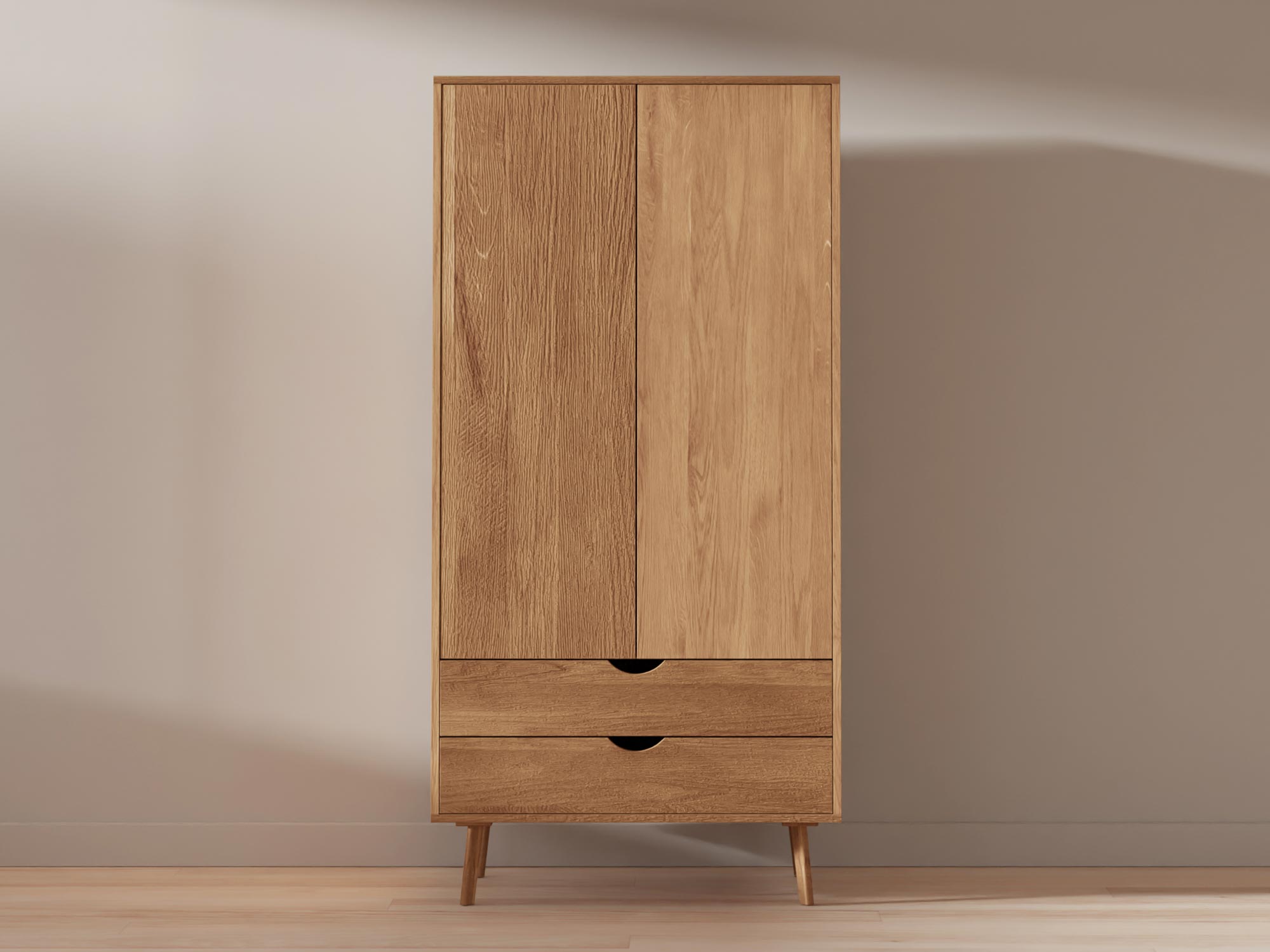 Nowoczesna szafa dębowa z naturalnym usłojeniem drewna