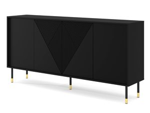Miniaturka 7 - Czarna komoda z pionowymi żłobieniami, złotymi nogami i geometrycznym wzorem w stylu glamour do luksusowego wnętrza
