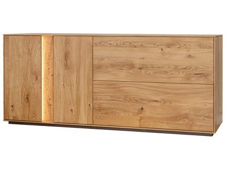 Minimalistyczna szafka RTV z dębowym frontem