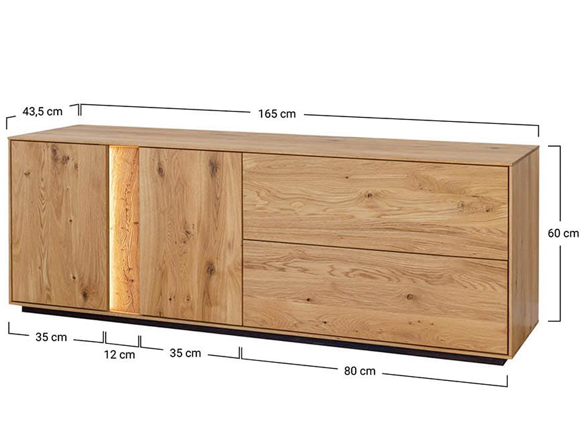 Wymiary techniczne szafki RTV z podśw9etleniem