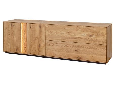 Szafka RTV z litego dębu z półkami