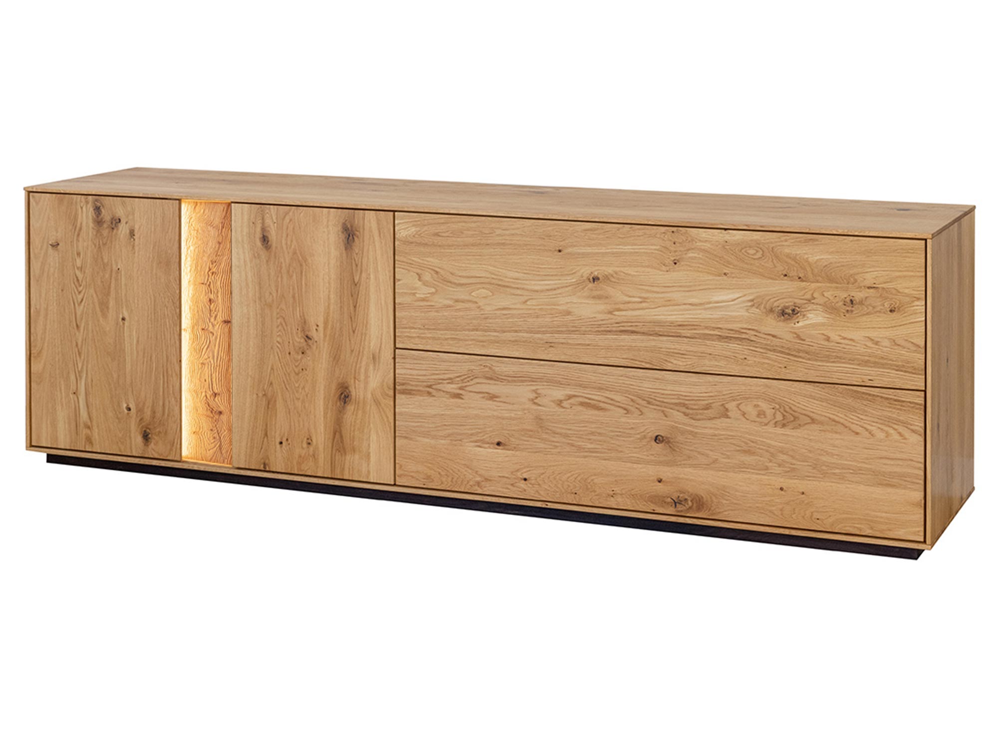 Szafka RTV z litego dębu z półkami