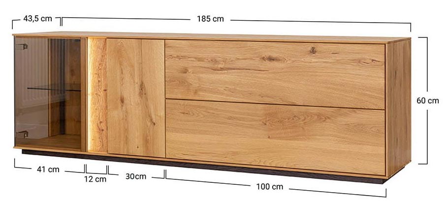 Komoda RTV dębowa z naturalnym wykończeniem