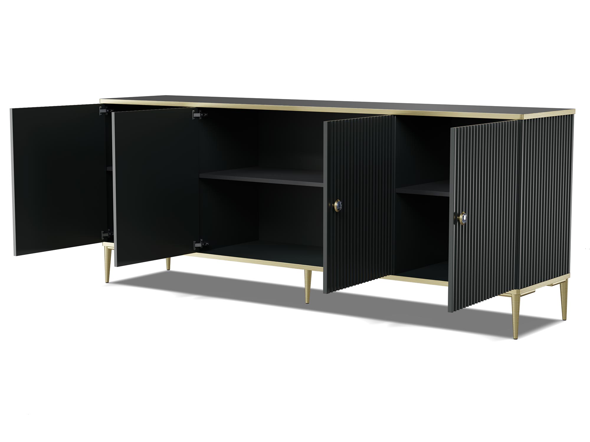 Czarna komoda glamour ze złotymi dodatkami Czarna komoda glamour ze złotymi dodatkami