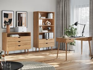 Miniaturka 6 - Zestaw mebli dębowych do gabinetu składający się z komody, szafki oraz biurka