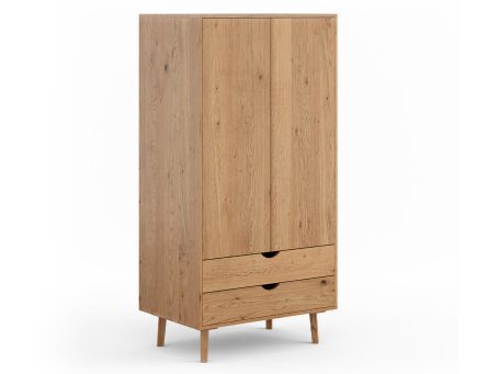 Wysoka szafa dębowa z dwoma drzwiami i szufladą