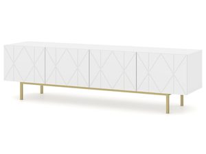 Miniatura 7 - Moderní bílá komoda s geometrickými čely a zlatými nohami