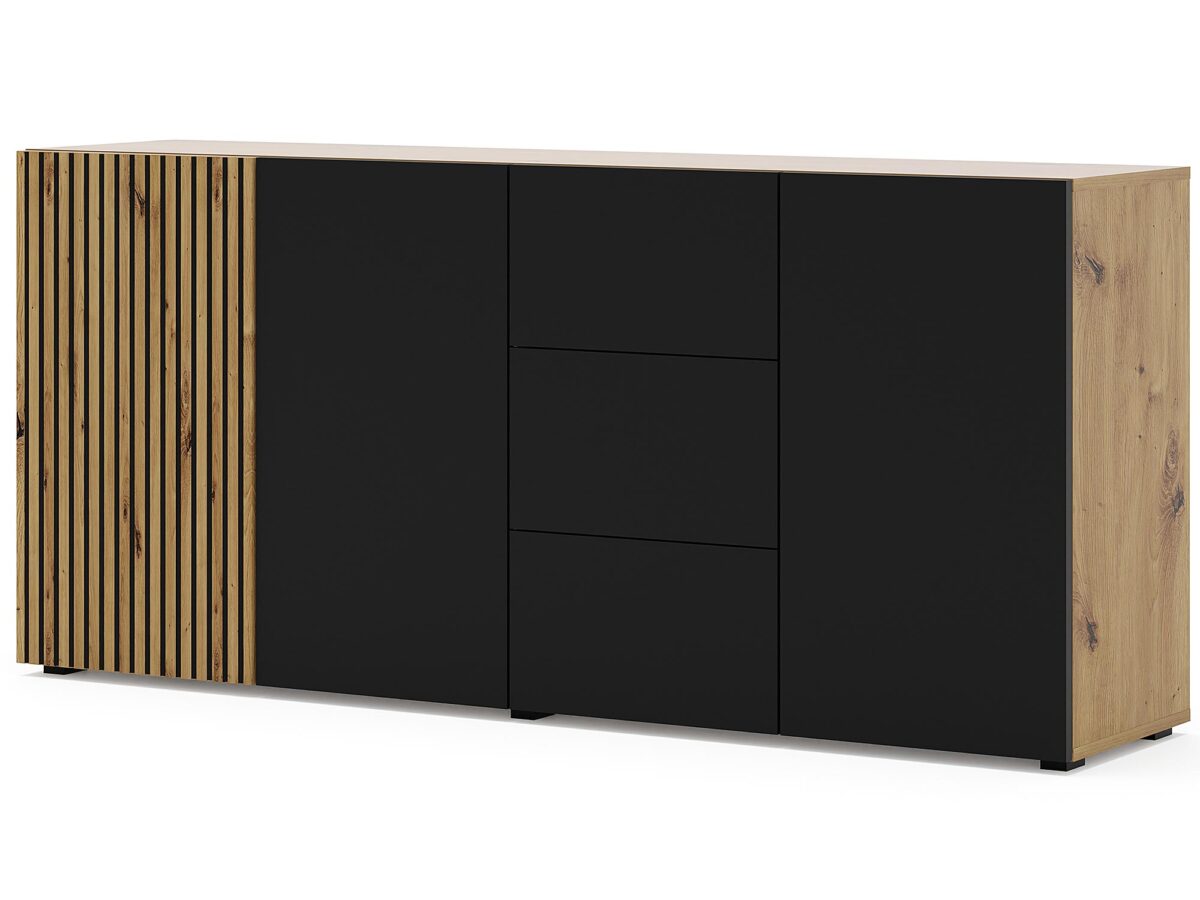 Industriální komoda 180 cm dub artisan/černá Merve