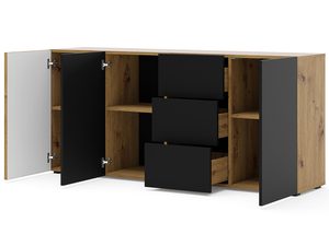Miniatura 2 - Moderní černá komoda z dubovým interiérem a otwieranymi dveřmi
