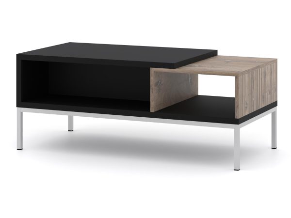 Dřevěná konferenční stolek dub s kovovými nožkami, industriální styl