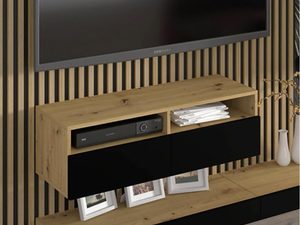 Miniatura 1 - Skříňka závěsná pod telewizor v barvě dub artisan s černými čely