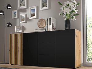 Miniatura 3 - Moderní černá komoda z dubovými boky, industriální styl