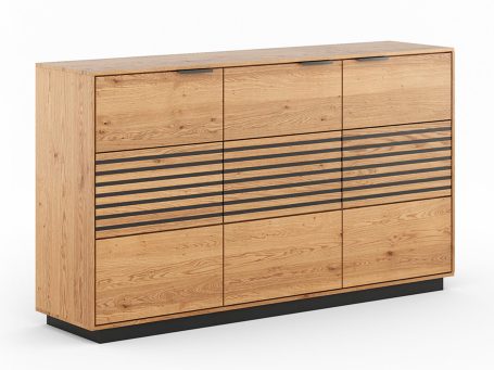 Komoda dębowa w stylu loftowym z czarnymi wstawkami