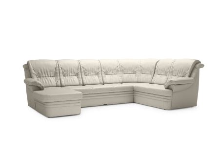 Beżowy narożnik wypoczynkowy do klasycznego salonu z funkcją relax