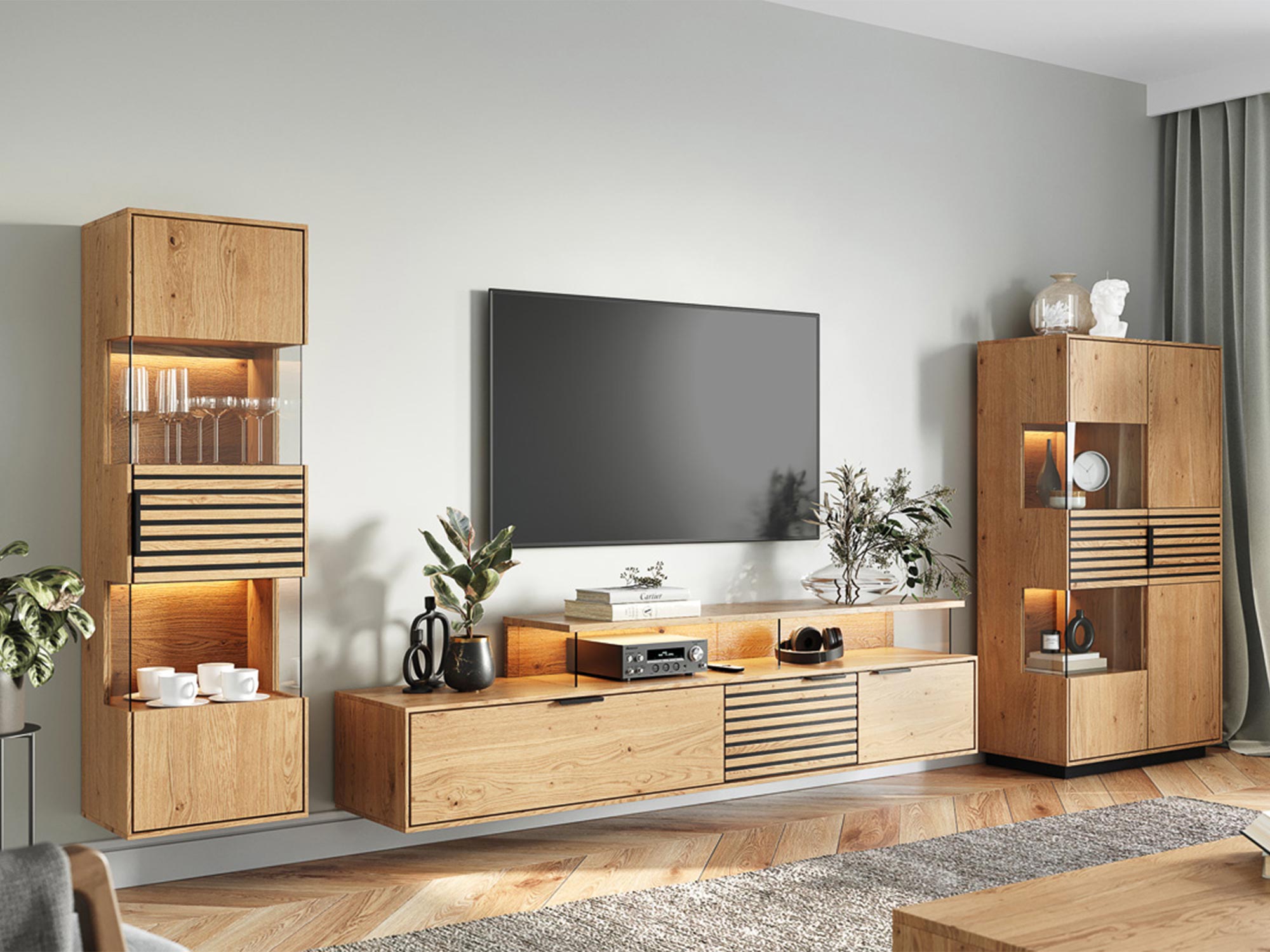 Zestaw mebli dębowych w stylu loftkowym,