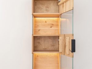 Miniaturka 6 - Nowoczesna witryna z oświetleniem LED i drewnianymi półkami