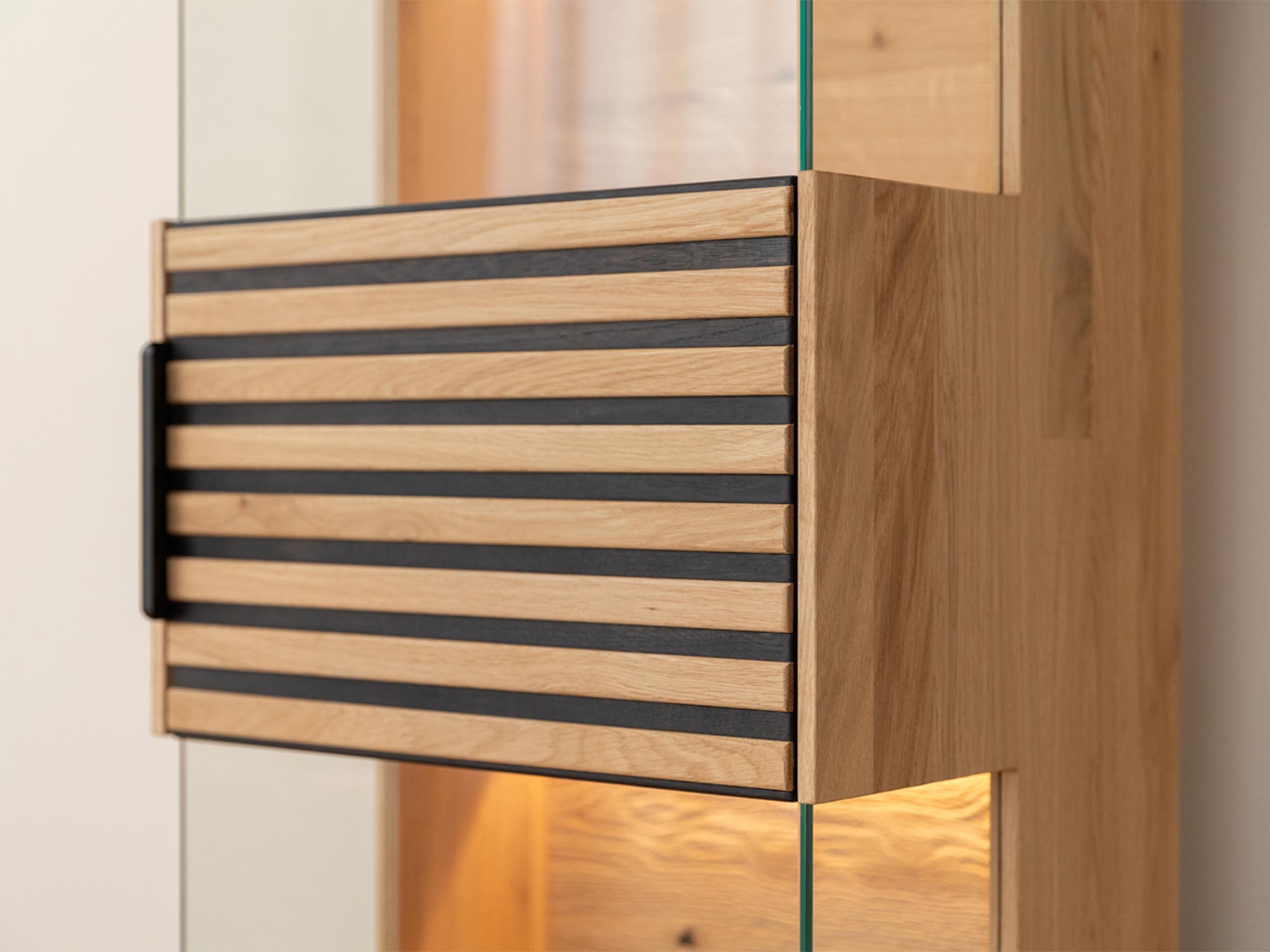 Witryna z podświetleniem LED i szklanymi frontami