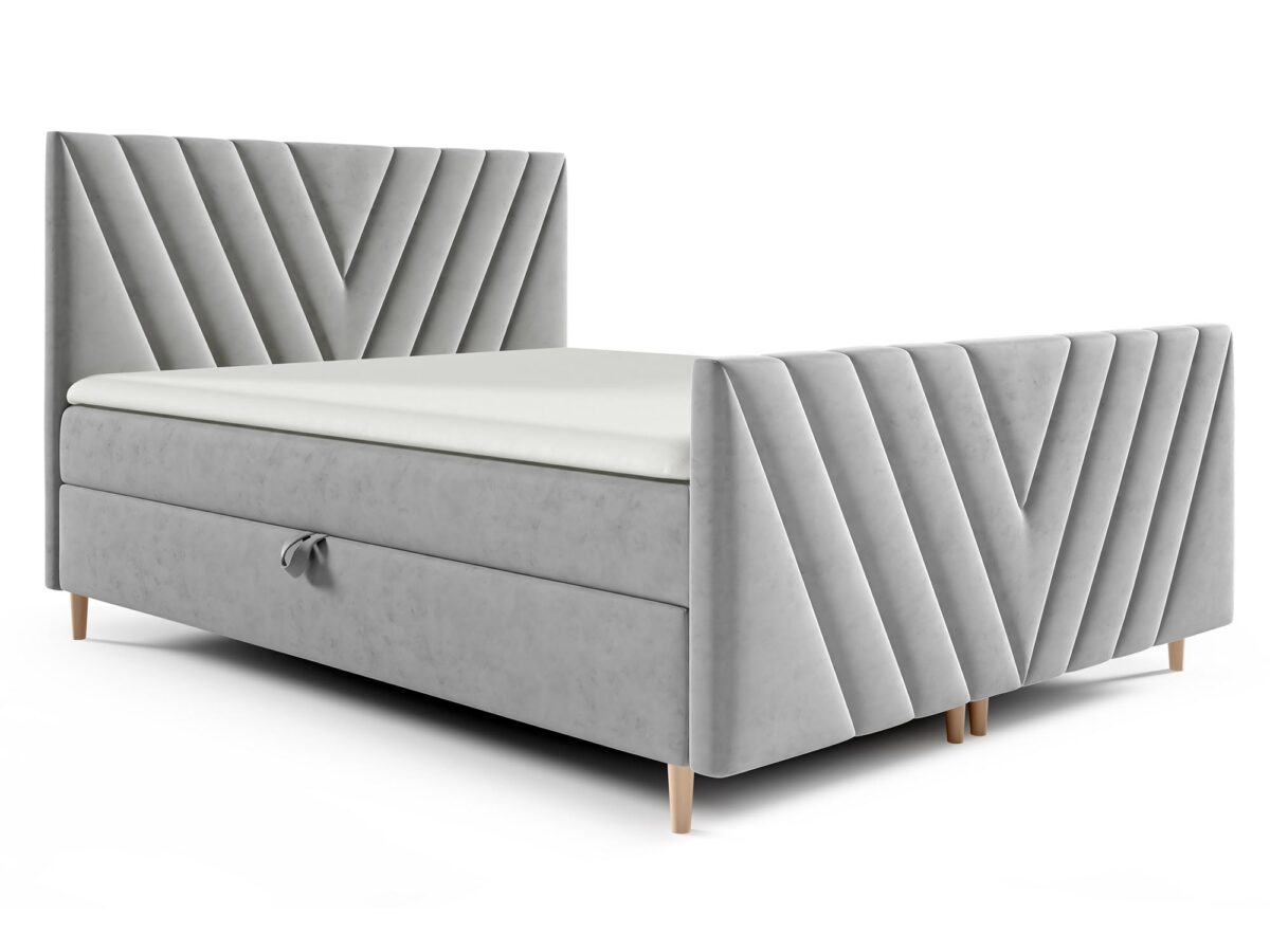 Doppel-Boxspringbett mit Holzfüßen Aveline Plus