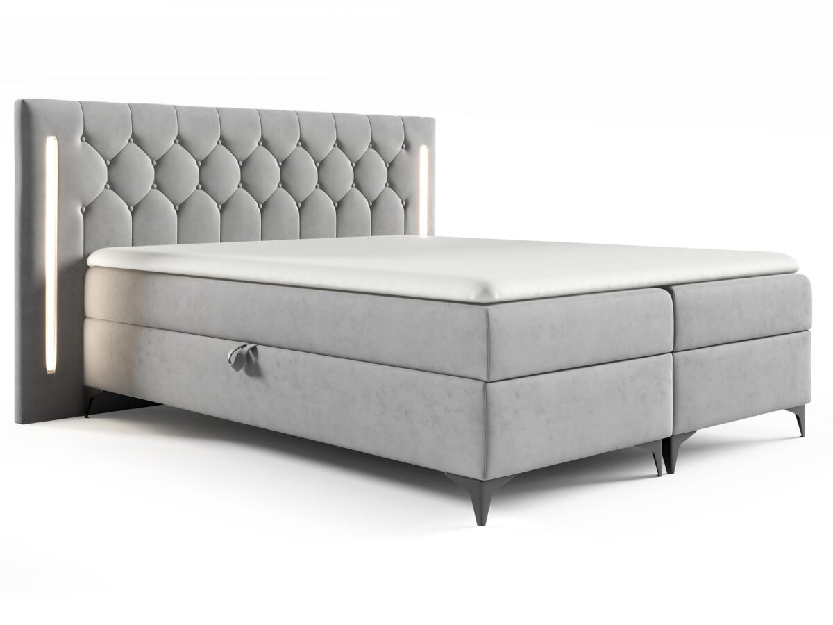 Gestepptes Boxspringbett mit LED Virelia