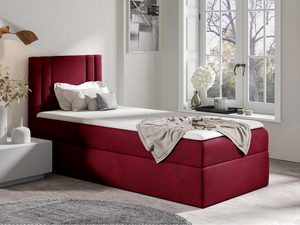 Miniaturka 6 - Bordowe łóżko tapicerowane z ozdobnym zagłówkiem w stylu glamour