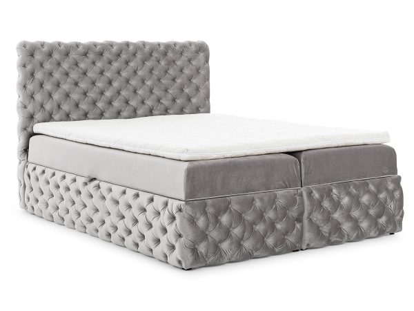 Čalouněná postel prošívané, jasno šedé, glamour styl
