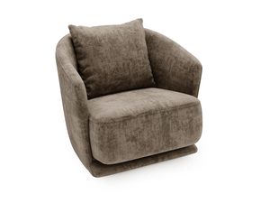 Miniaturka 7 - Brązowy fotel obrotowy z welurowym wykończeniem i poduszką