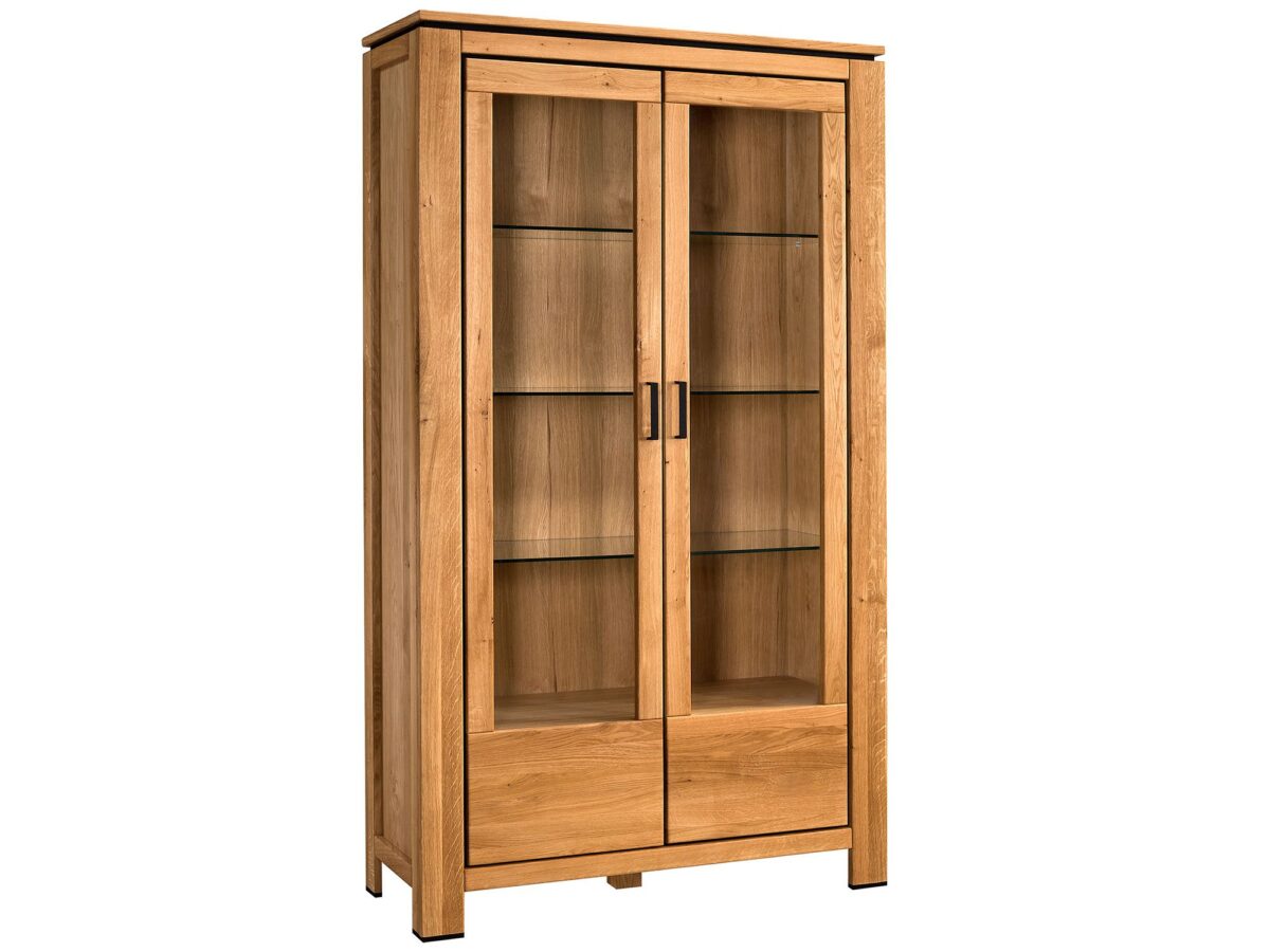 Vitrine 2-türig aus massiver Eiche natur GRACIA Typ 12