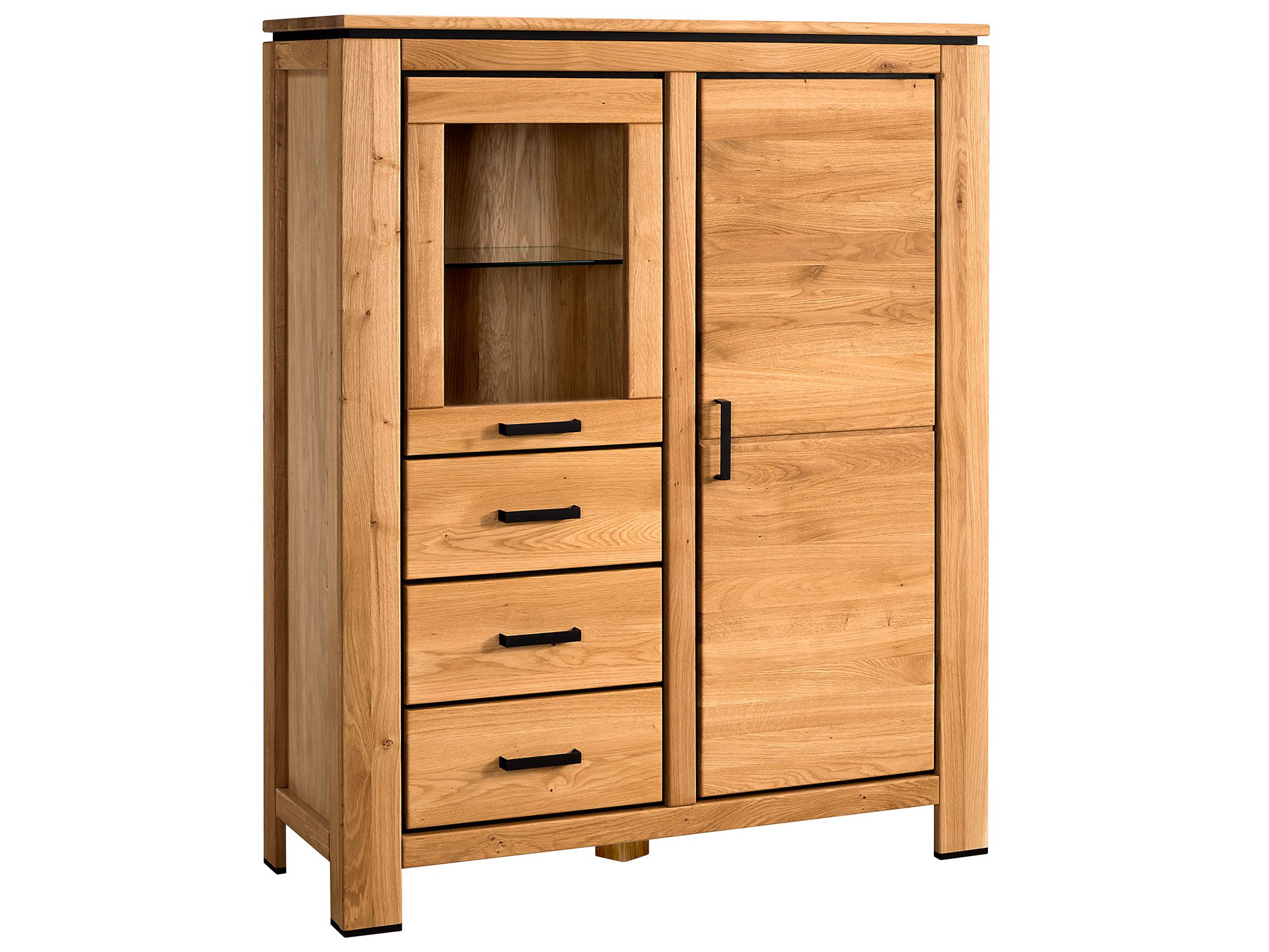 Dębowy kredens z drzwiczkami i czterema szufladami do salonu