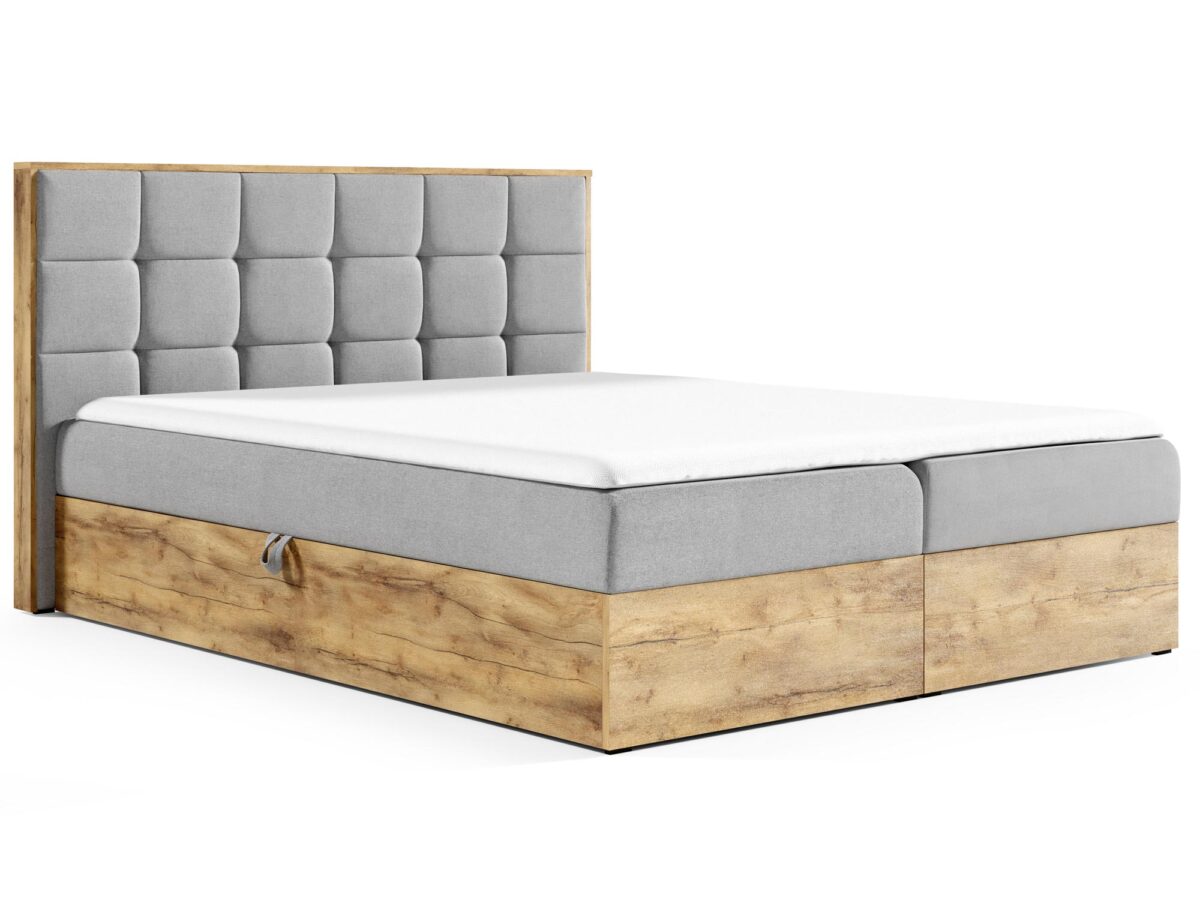 Holz-Boxspringbett Doppelbett Eiche Wotan BRAGA 1