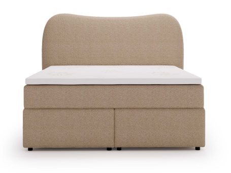 Piaskowe łóżko kontynentalne z pojemnikiem i tapicerowanym frontem