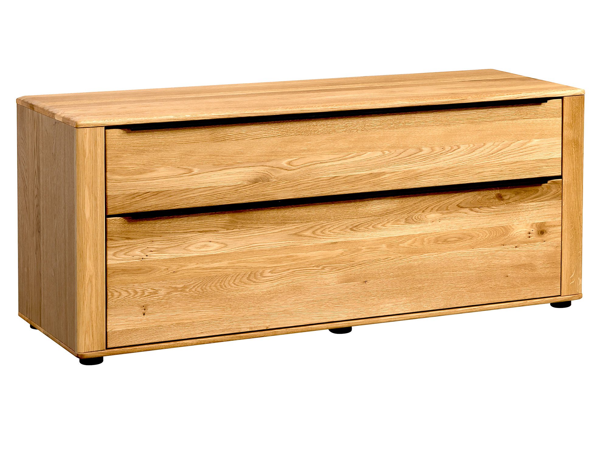 Nowoczesna komoda RTV z litego drewna bez uchwytów