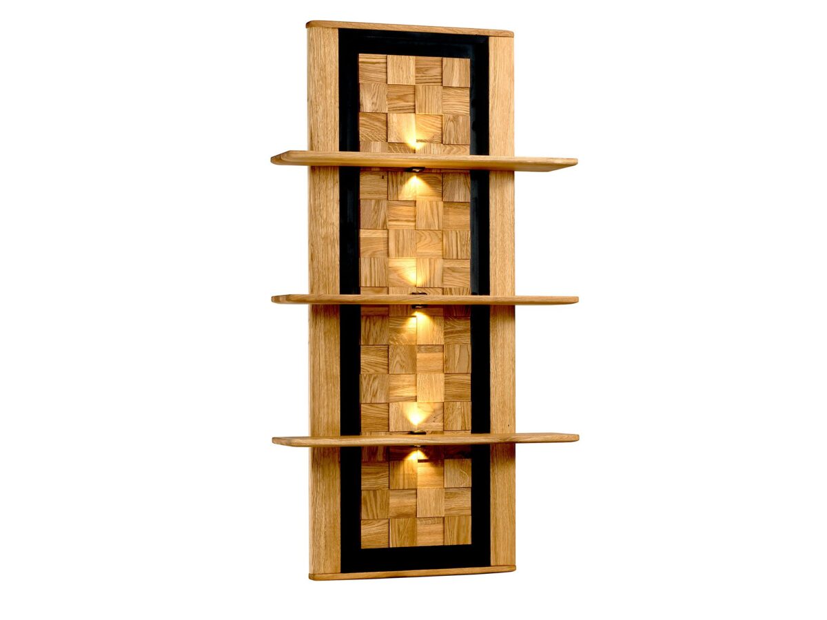 3er-Set Wandregale aus Eiche Natur mit Beleuchtung Shine Typ 33
