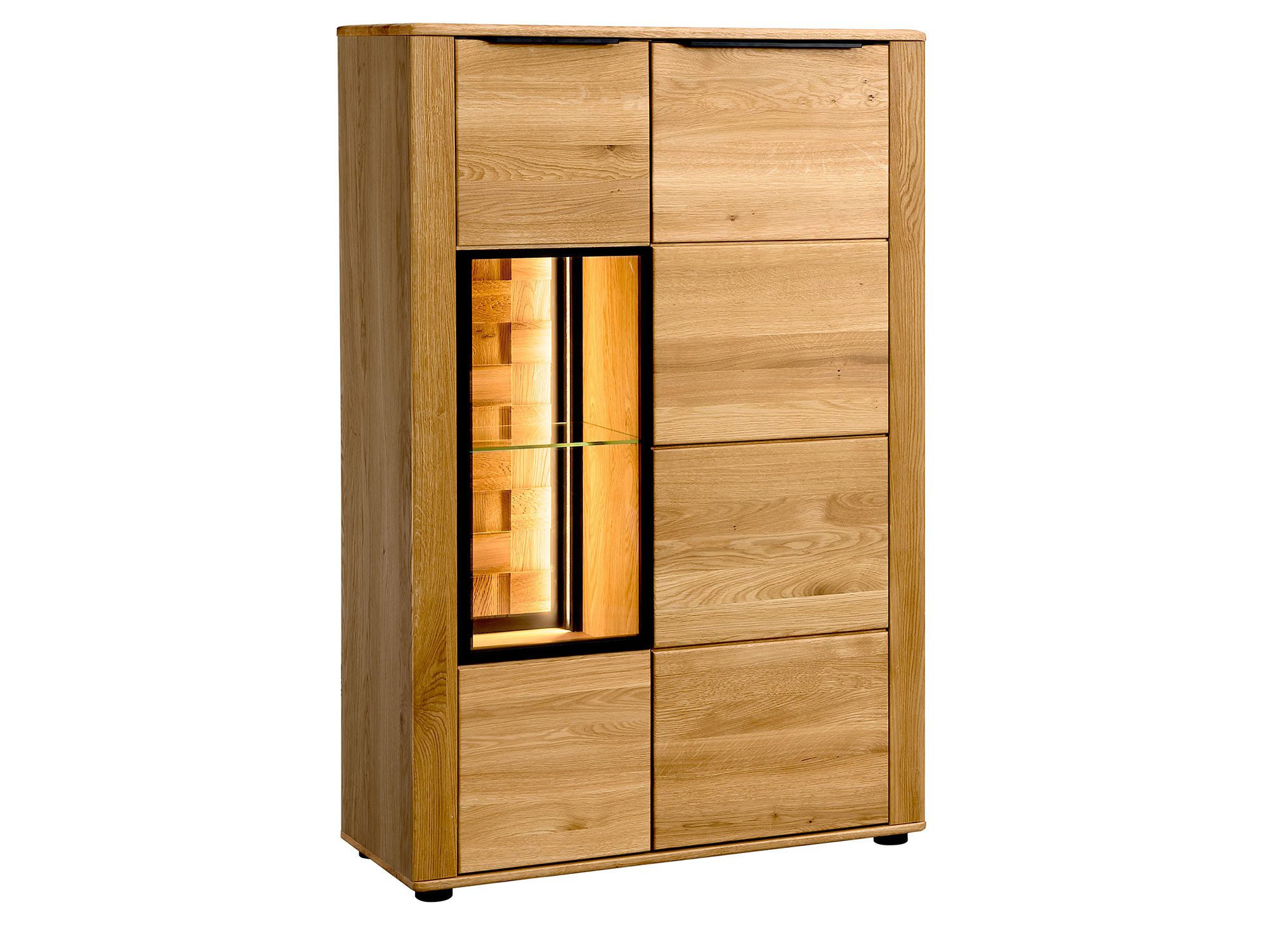 Szafa z litego drewna dębowego z dekoracyjnym oświetleniem