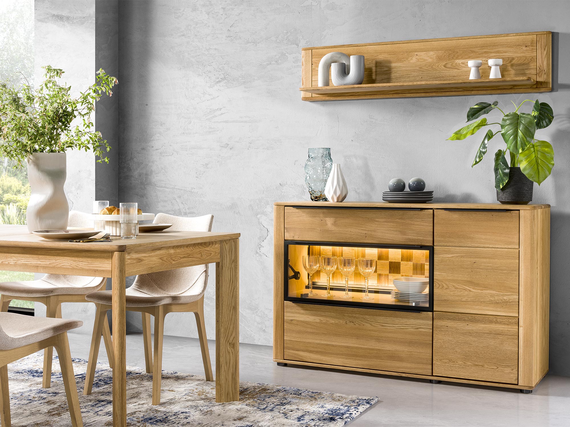 Półka z dębu litego z podświetleniem