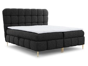 Miniaturka 7 - Czarne łóżko pikowane z eleganckimi złotymi nóżkami