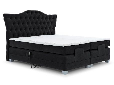 Czarne łóżko kontynentalne z pikowanym zagłówkiem – nowoczesne łóżko z głębokim pikowaniem, idealne do nowoczesnych wnętrz.