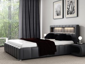 Miniatura 5 - Grafitové postel s ozdobným prošitím LED světlem