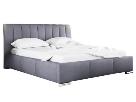 Jasnofioletowe łóżko tapicerowane z minimalistycznym wykończeniem