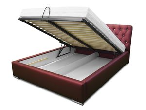 Miniatura 1 - Červené postel s úložnýmm prostorem a vysokým čelem ve stylu glamour