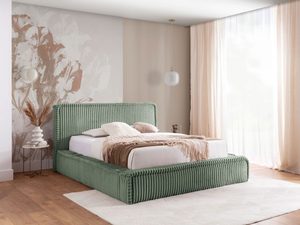 Miniaturka 14 - Miętowe łóżko z dekoracyjnym zagłówkiem i eleganckim wykończeniem