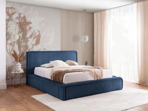 Miniaturka 15 - Granatowe łóżko tapicerowane w stylu glamour z przeszyciami