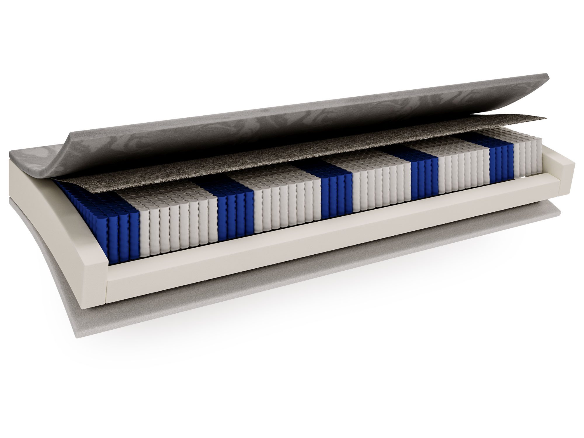 Materac z elastyczną pianką i sprężynami typu pocket w przekroju