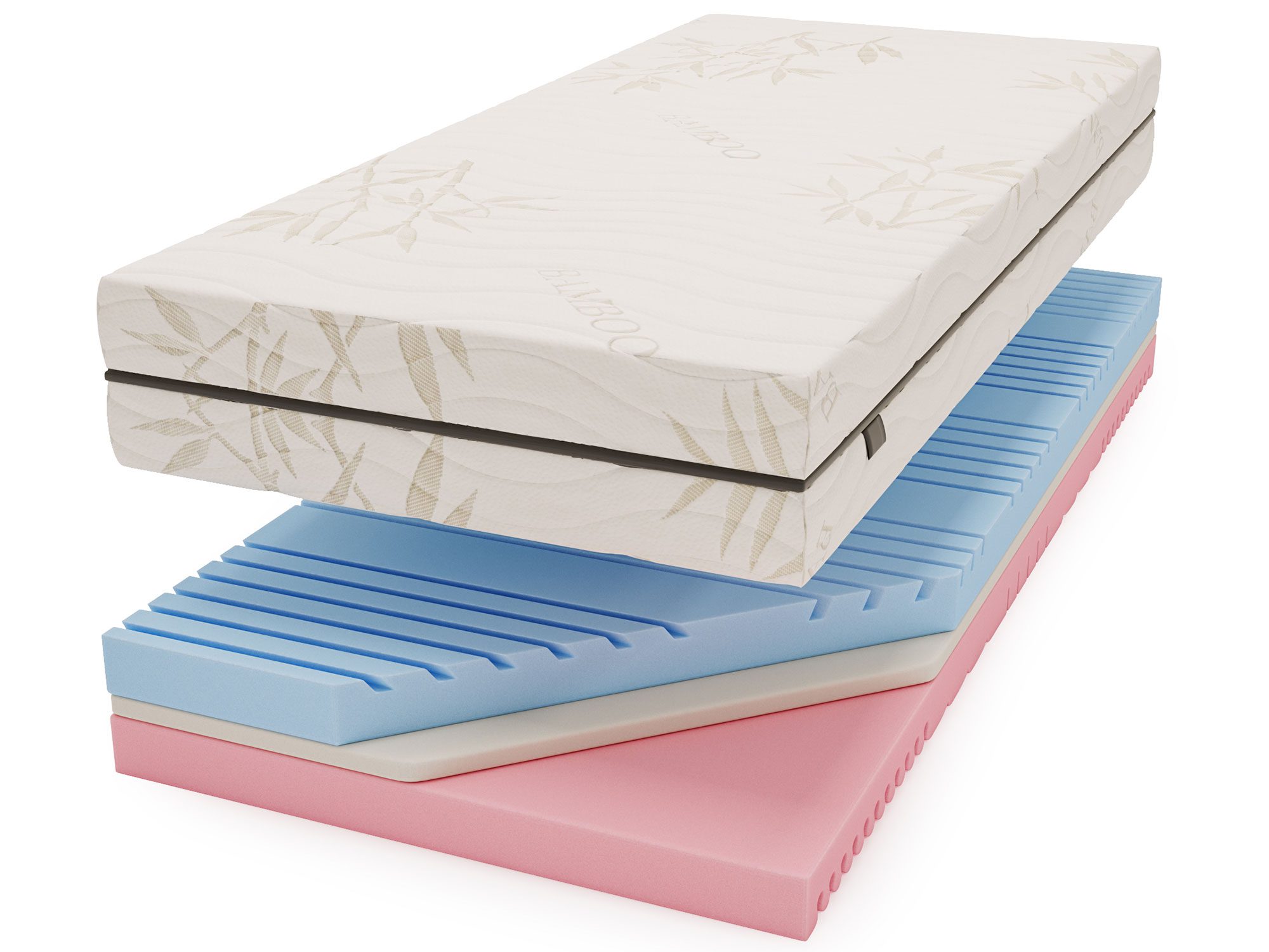 Pokrowiec materaca z warstwą lateksową i różową pianką