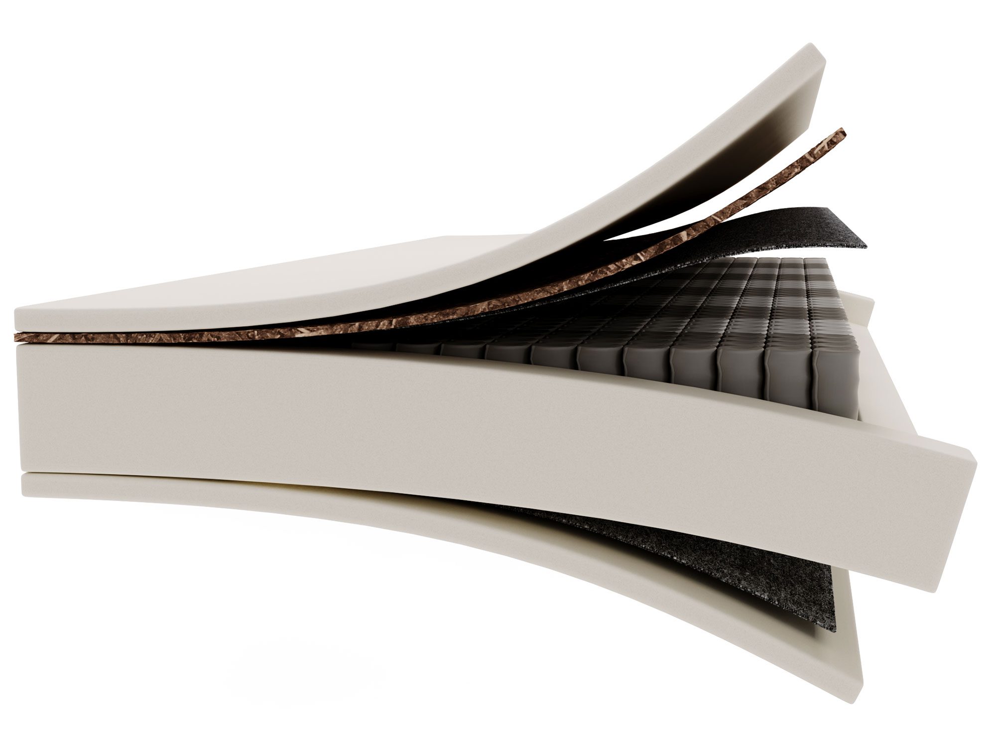 Przekrój materaca z twardą bazą i sprężynami