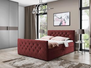 Miniatura 1 - Čalouněná postel v czerwonym barvě s prošívaným čelem ve stylu glamour