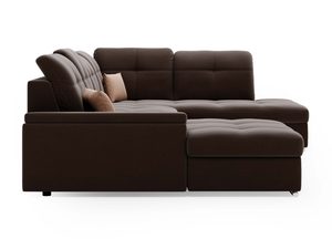 Miniaturbild 15 - Ecksofa ciemnobraun mit kontrastreichm Seiteiem und zwei Chaiselongueami