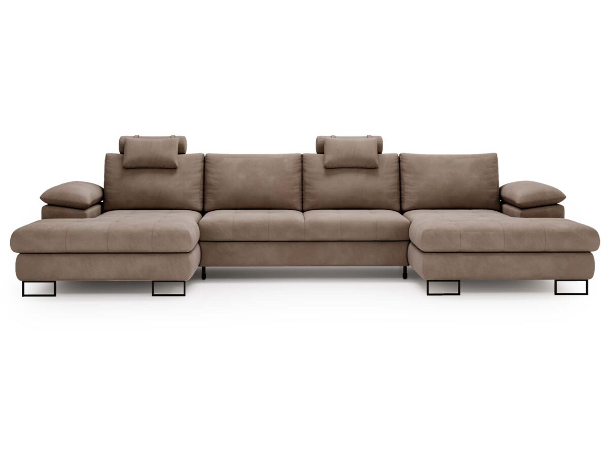 Exklusives braunes U-Ecksofa mit Schlaffunktion BROOKLYN