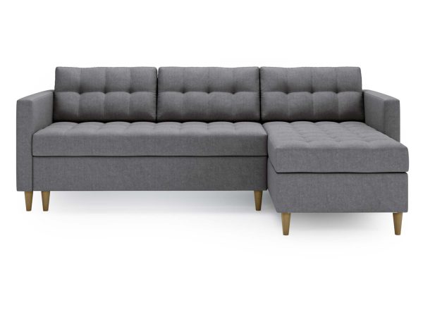 Šedý rohová sedačka rohový s funkcí relaxační a jednoduchým designem